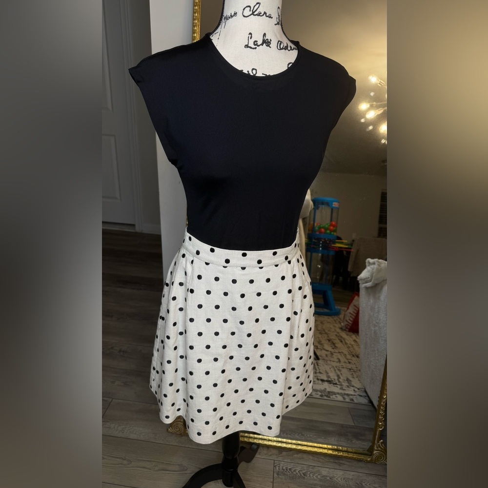 Kate Spade Black and White Polka Dot A-Line Skirt